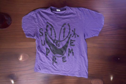 SUPREME Graphic T-Shirt L Mens Purple Short Sleeve