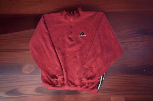 Adidas Quarter-Zip Pullover T-Shirt XL Mens Red Long Sleeve