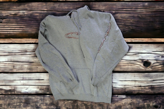 Comfort-Ready Heather Gray Hoodie with Embroidered Design