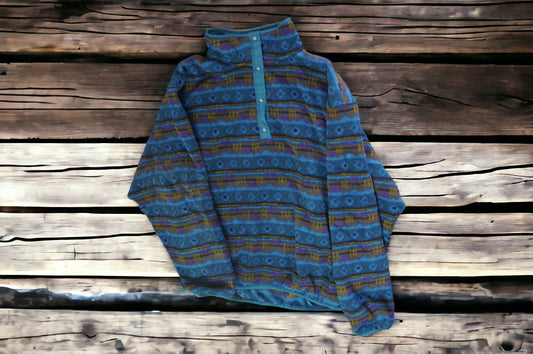 Vintage 90s L.L. Bean Aztec Pattern Fleece Pullover