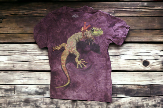 Tie Dye Gecko T-Shirt - Purple Peace Out Design by The Mountain