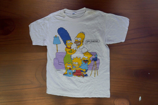 The Simpsons Family Graphic T-Shirt L Mens White Short Sleeve